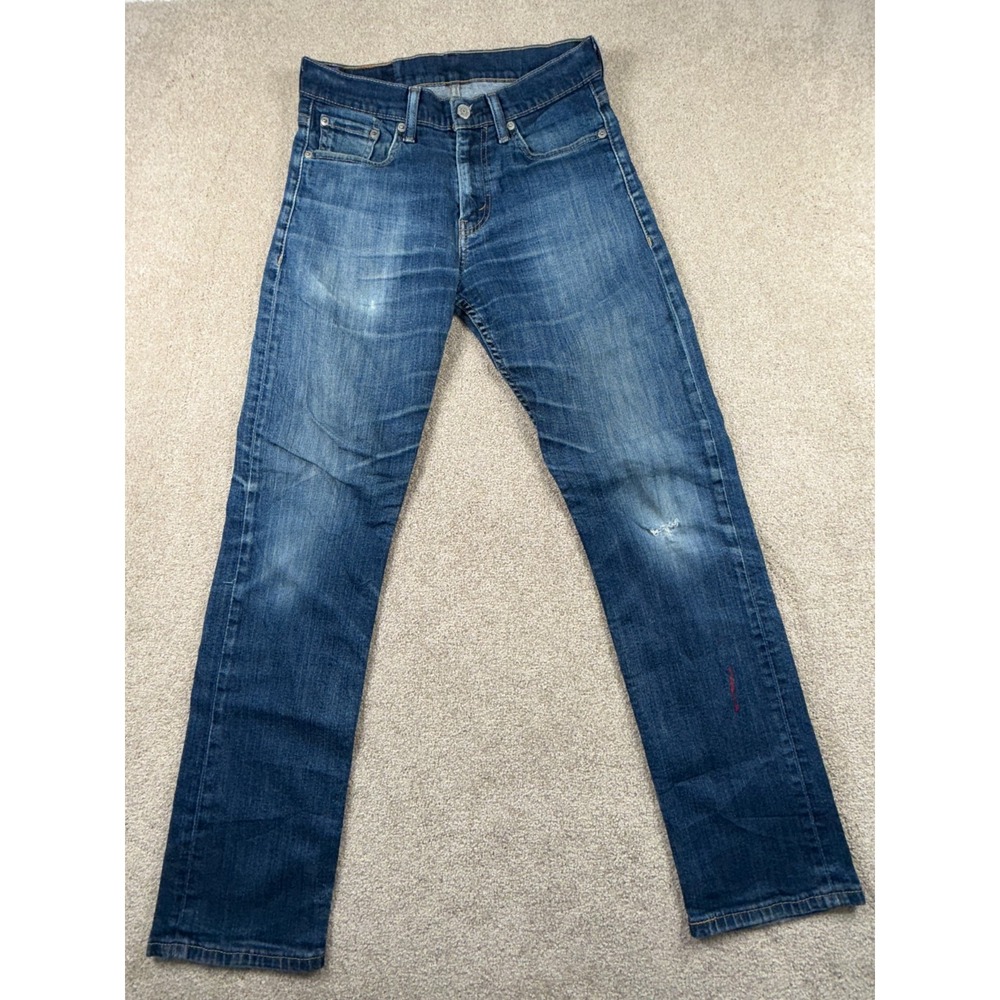 Levis 513 Jeans‎ Mens 28x30 Blue Denim Stretch Mid Rise Straight Leg Distressed